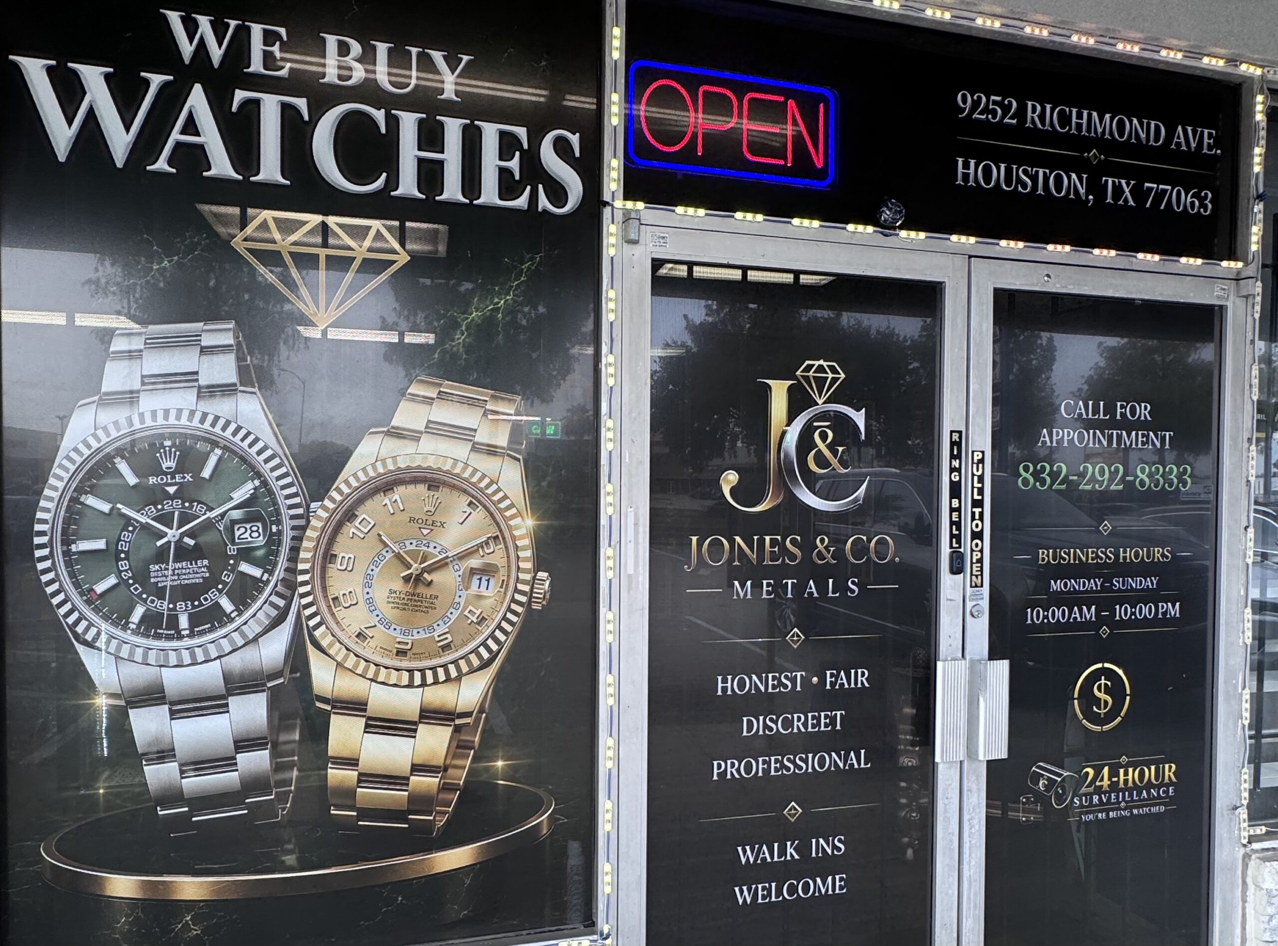 Jones & Co. luxury watch displays