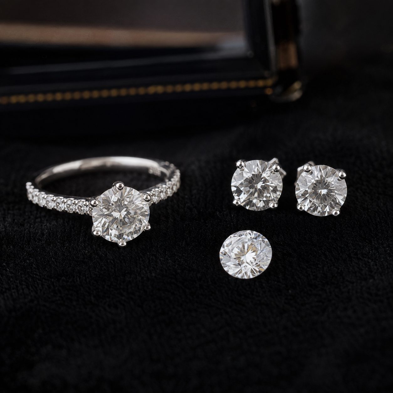 Diamond rings, earrings and loose stones